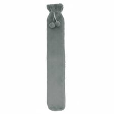 Soft Long Hot Water Bottle Perfect for Back Neck Leg Pain Relief | Silver