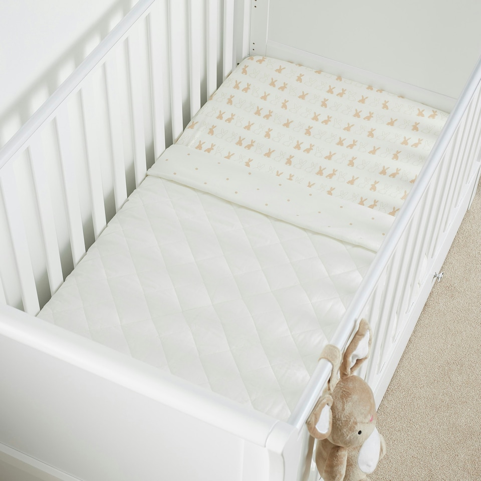 image 1 of Cot Bed Fitted Sheets 2 Pack – 100% Soft Cotton Jersey, Fits 140x70cm Baby Cot Bed Mattress (Bunnychino)