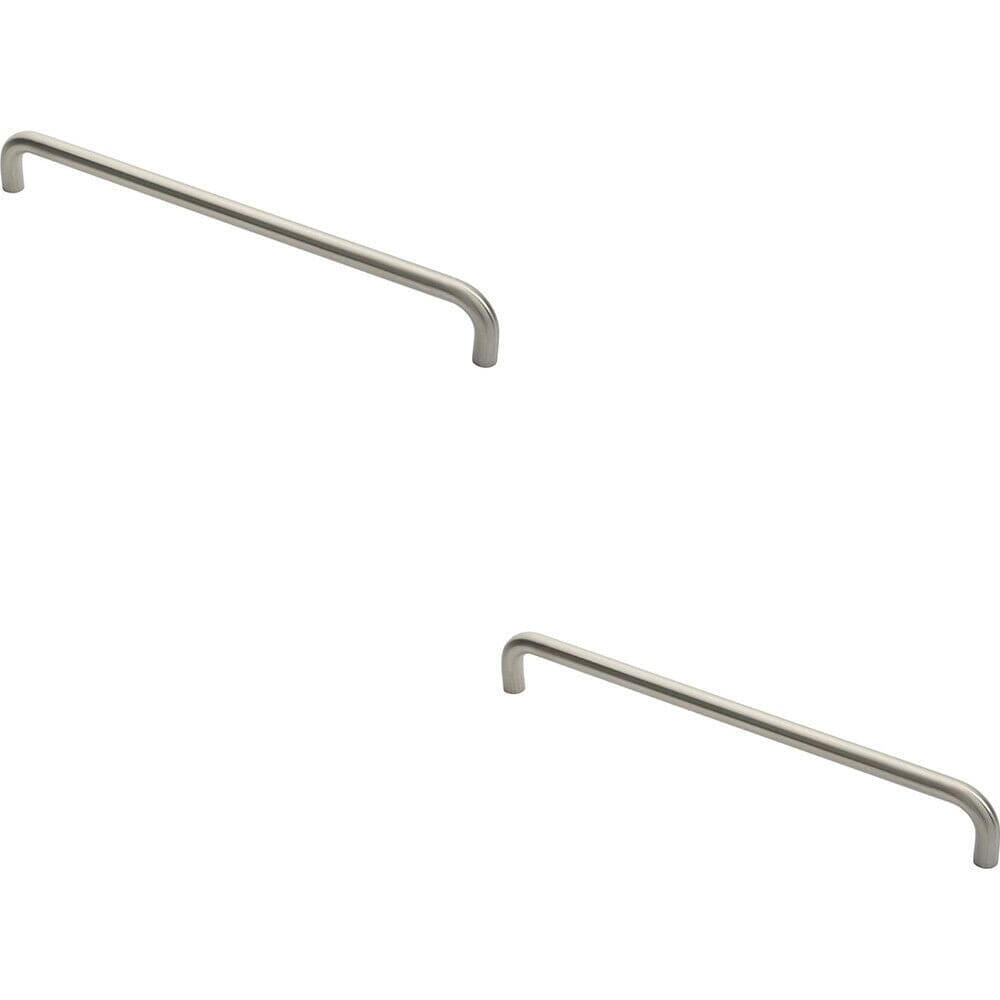 Loops 2x Round D Bar Pull Handle 469 x 19mm 450mm Fixing Centres Satin Stainless Steel in Metallics