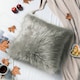 image 2 of Living and Home Square Fluffy Faux Fur Throw Pillow Cover, Grey, 45cm L x 45cm W | Grey