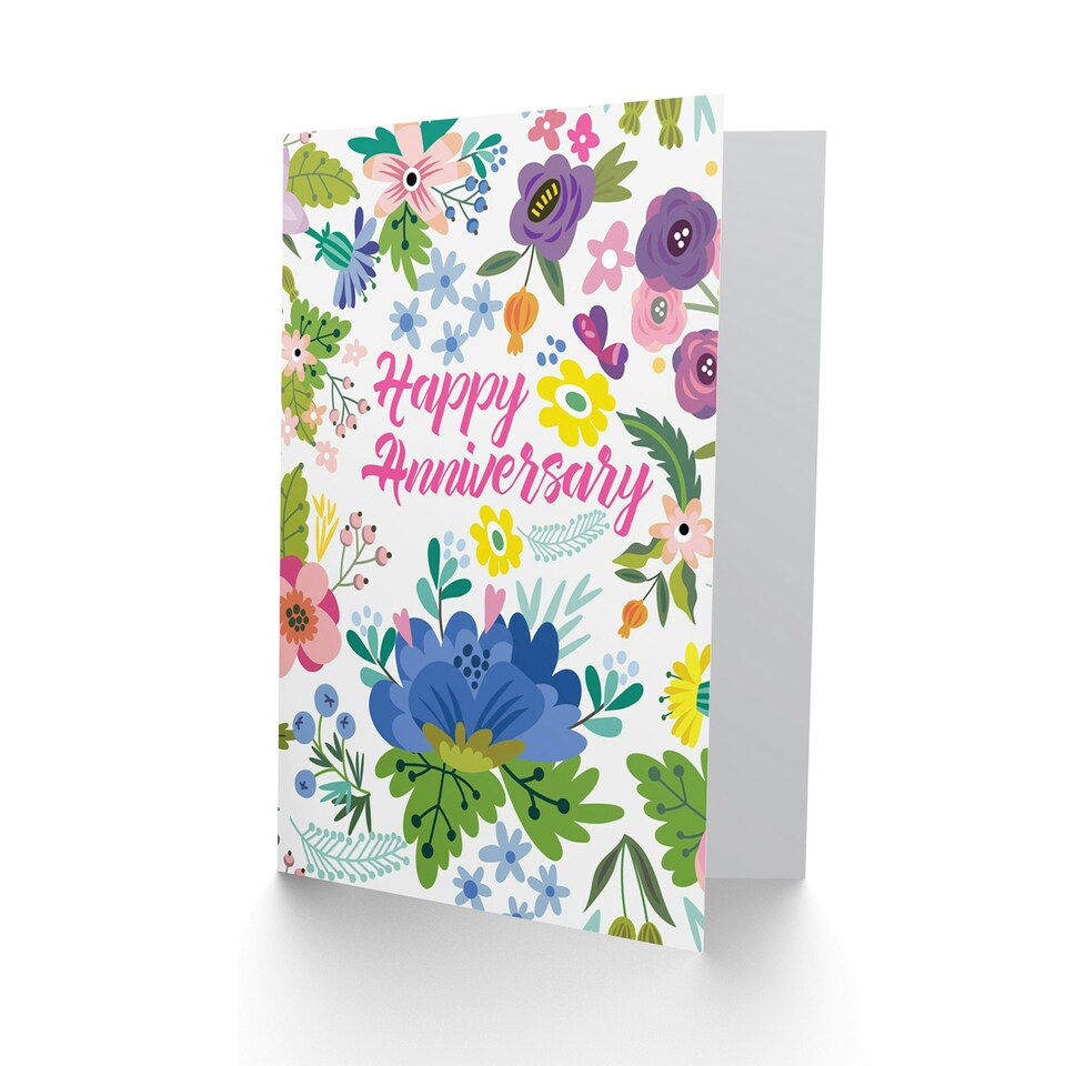 image 1 of Bright Colourful Floral Pattern Partner Anniversary Card