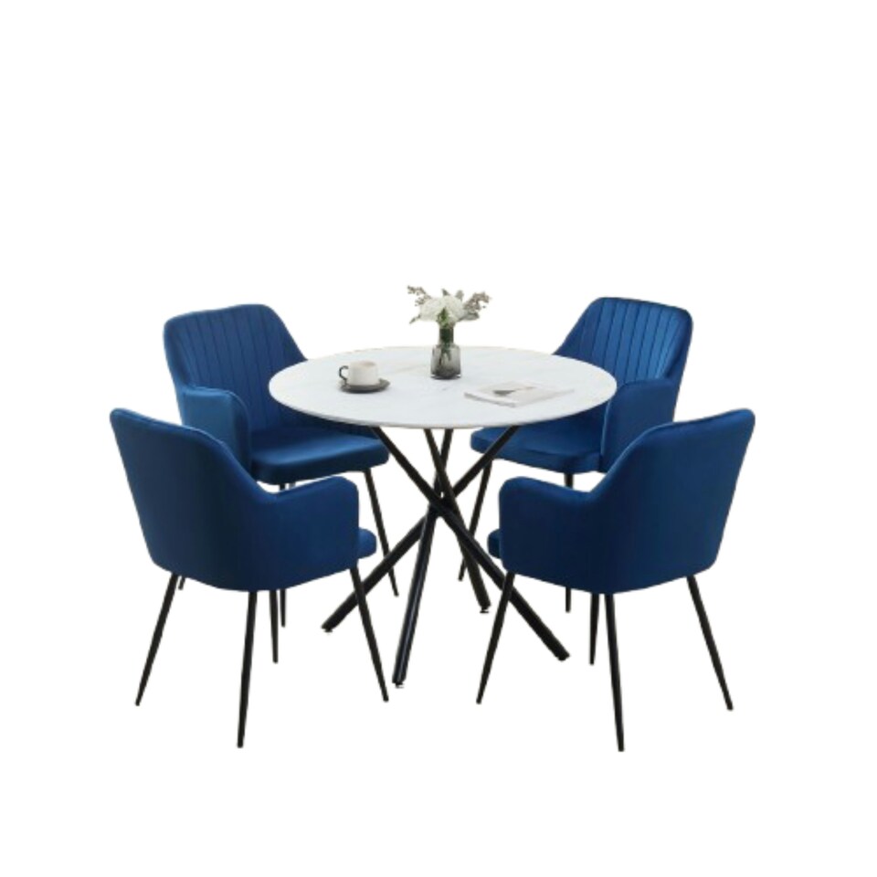 image 1 of Seattle Dining Table with 4 Charlotte Velvet Chairs Grey