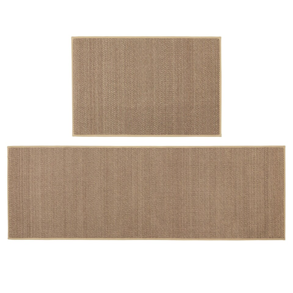 image 1 of JVL Antarra Machine Washable Entrance Doormat and Runner Set - Beige