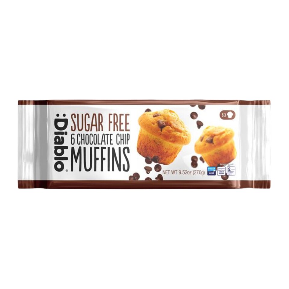 image 1 of Diablo Sugar Free Chocolate Chip Muffins 6 x 45g