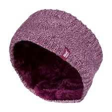 Ladies Cable Knitted Fleece Lined Thermal Winter Ear Warmer Headband | Pink | Pink | One Size | 1