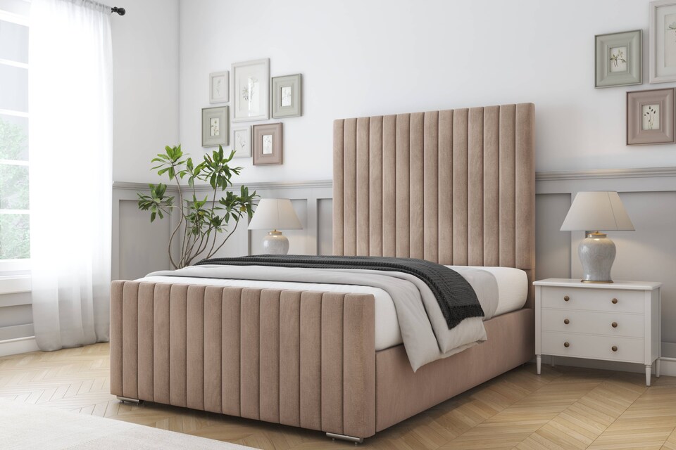 image 1 of Sloomy Madison Mink Naples Bed Frame With 50" Upholstered Headboard 5' King