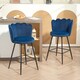 image 2 of HOMCOM Set of 2 Barstools with Petal Backrest for Kitchen Island Dark Blue Blue