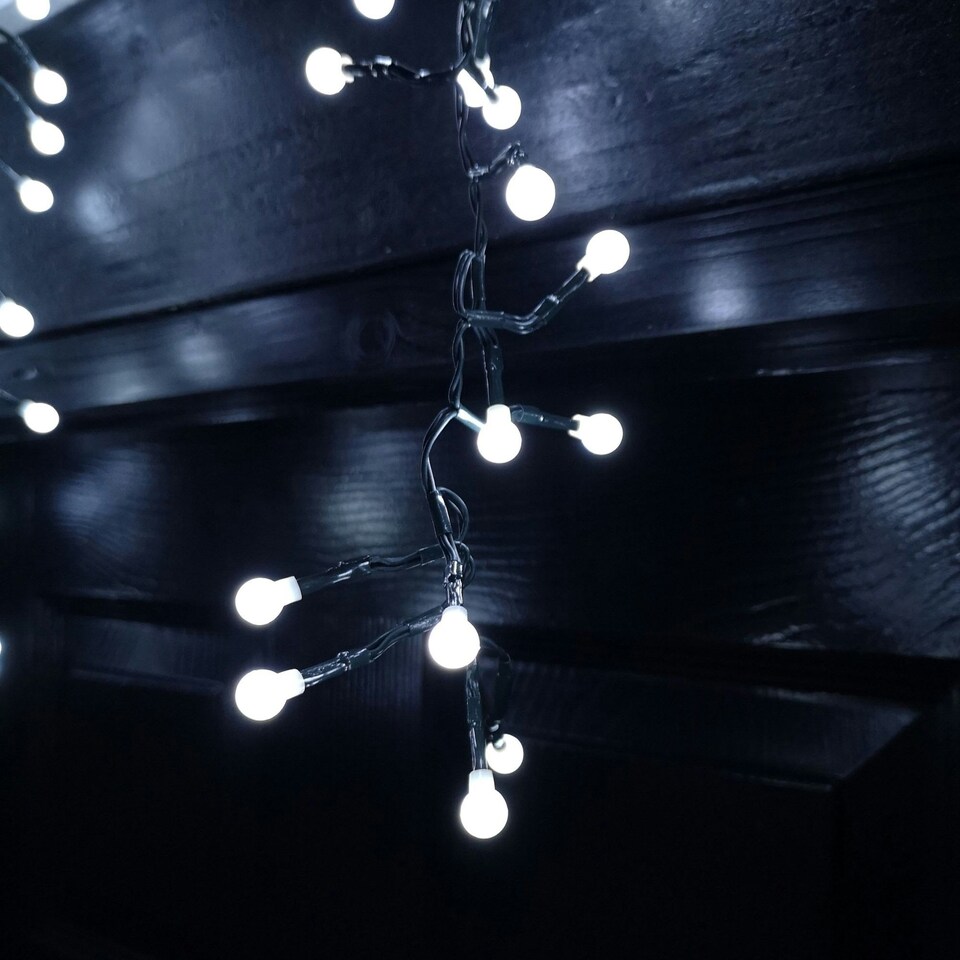image 1 of 4.8m Multi Function Frosted White LED Cluster Curtain Lights Christmas Decorations with Timer