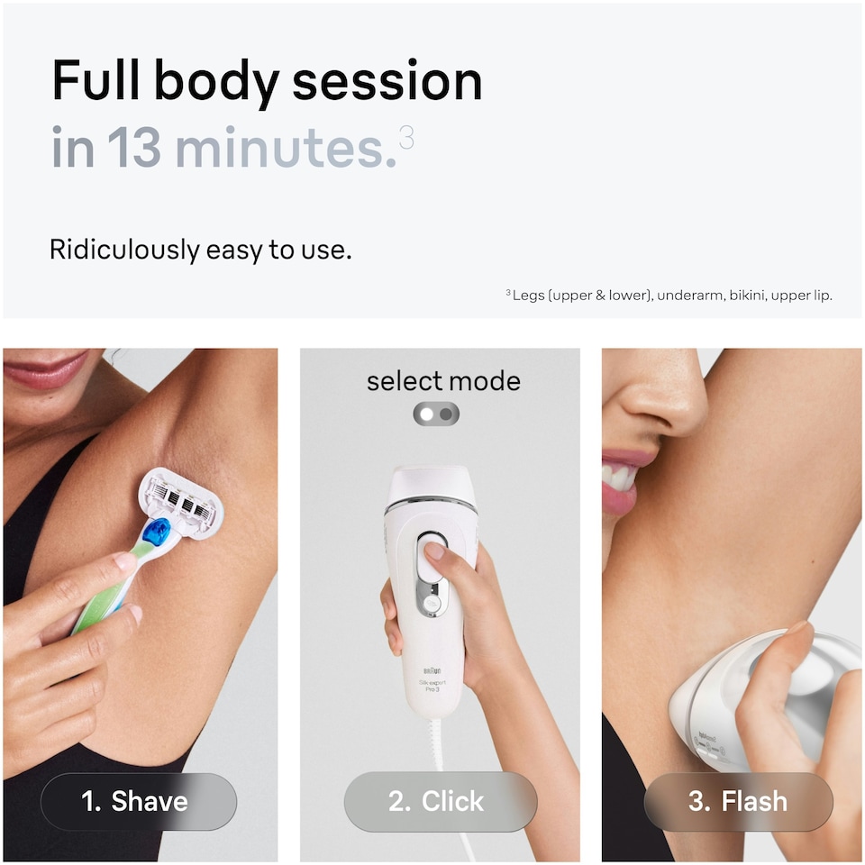 image 1 of Braun Silk·expert Pro 3, Women’s IPL, At Home Hair Removal Germanyvice with Pouch, White/Silver, PL3233