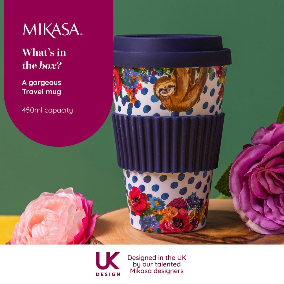 image 1 of Mikasa Wild at Heart Sloth Travel Mug, 370ml Multi