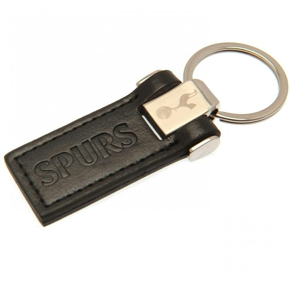 image 1 of Tottenham Hotspur FC Leather Keyring - Black/Gold - One Size