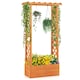 image 1 of COSTWAY Raised Garden Bed Wood Planter Box with Trellis Orange