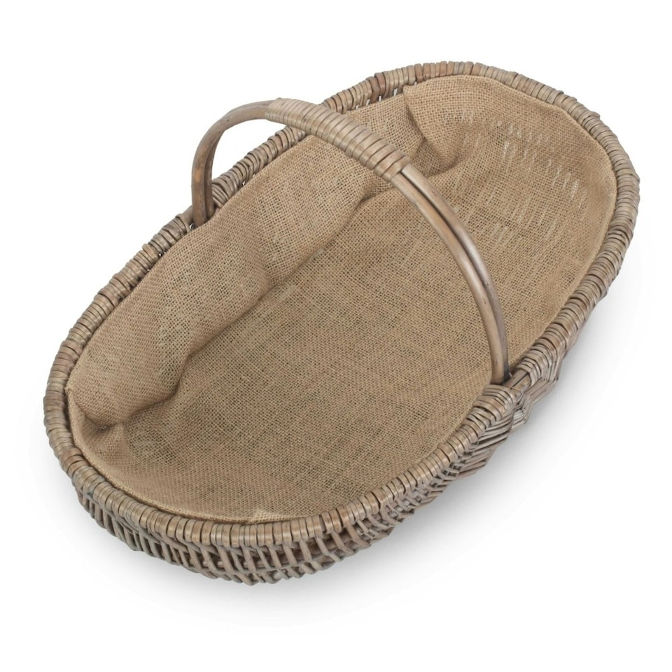 image 1 of Wicker Small Shallow Antique Wash Lined Garden Trugs