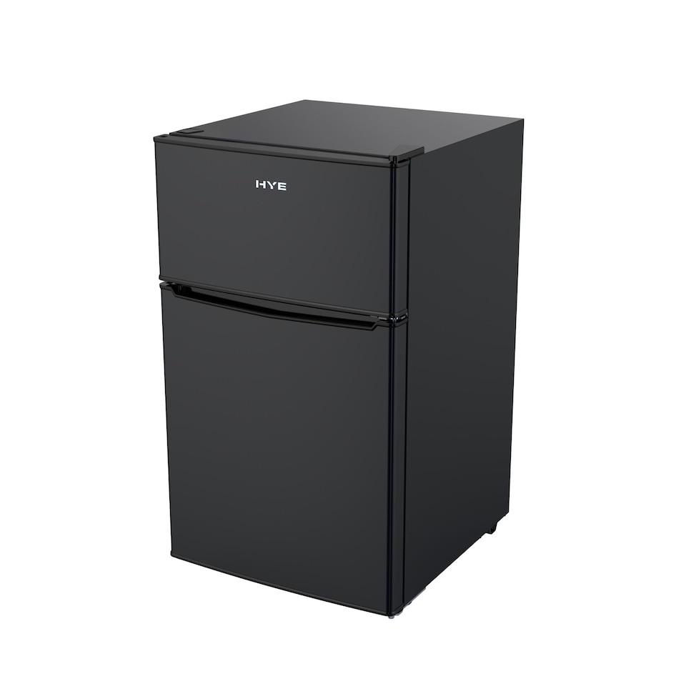 image 1 of HYE 86L Under Counter Fridge Freezer, Freestanding, 49cm, Black - RF01UCFF85B13