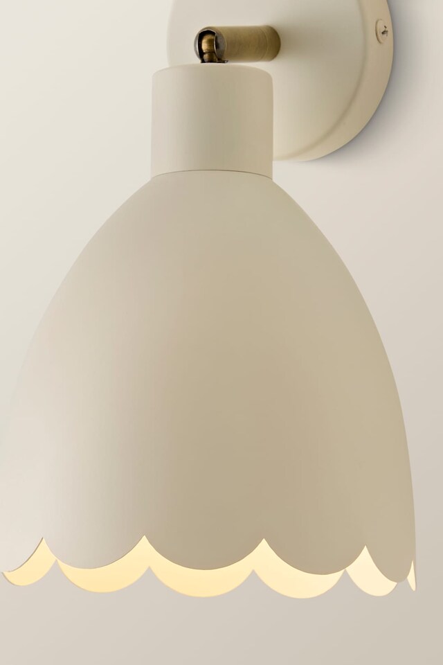 image 1 of ValueLights Millie Cream Scallop Adjustable Wall Light and Bulb