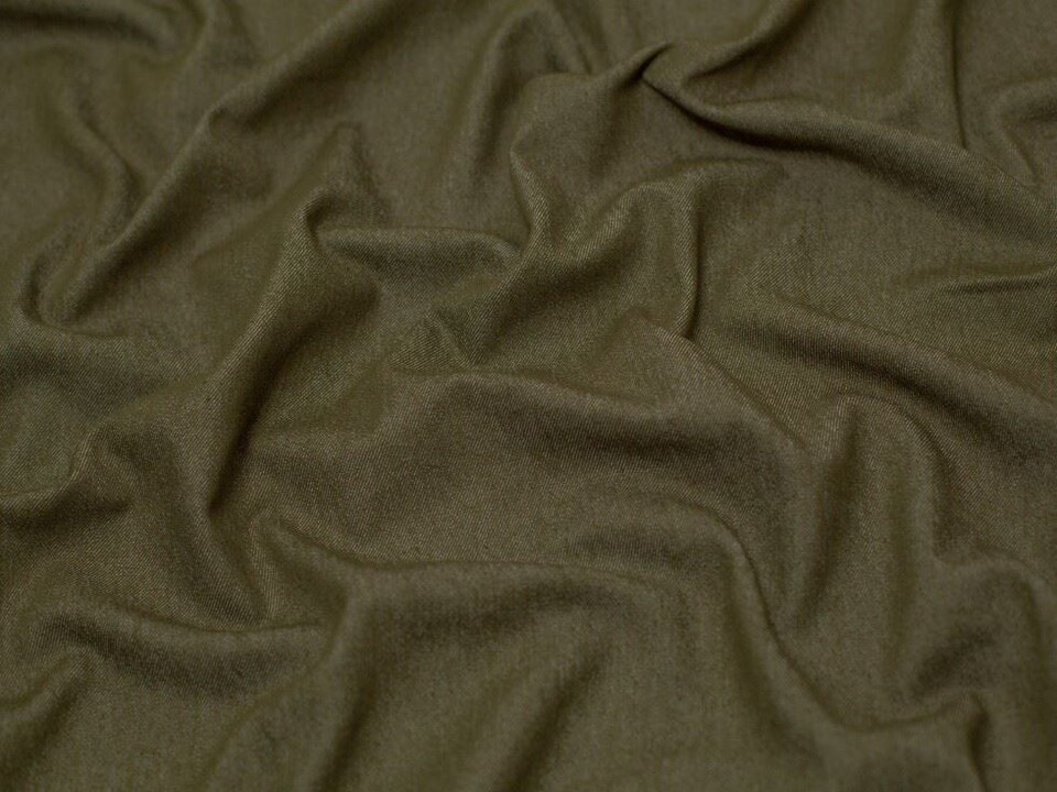 Minerva Core Range Green 280gsm Stretch Washed Denim Fabric for Bag Making, Dressmaking, 140cm / 55" Wide - per metre