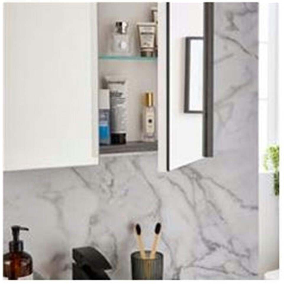 image 1 of Mirror Bathroom Cabinet 600mm Wide - Silver Oak Brown