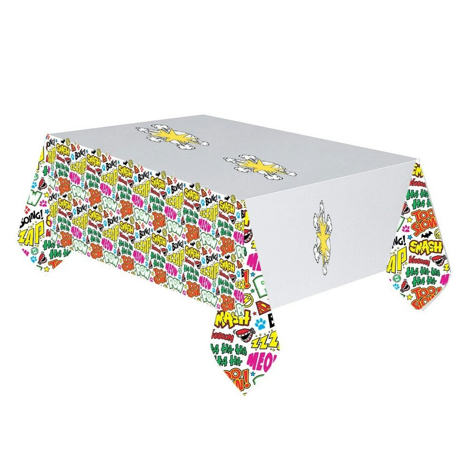 Justice League Pow! Paper Party Table Cover - Multicoloured - One Size