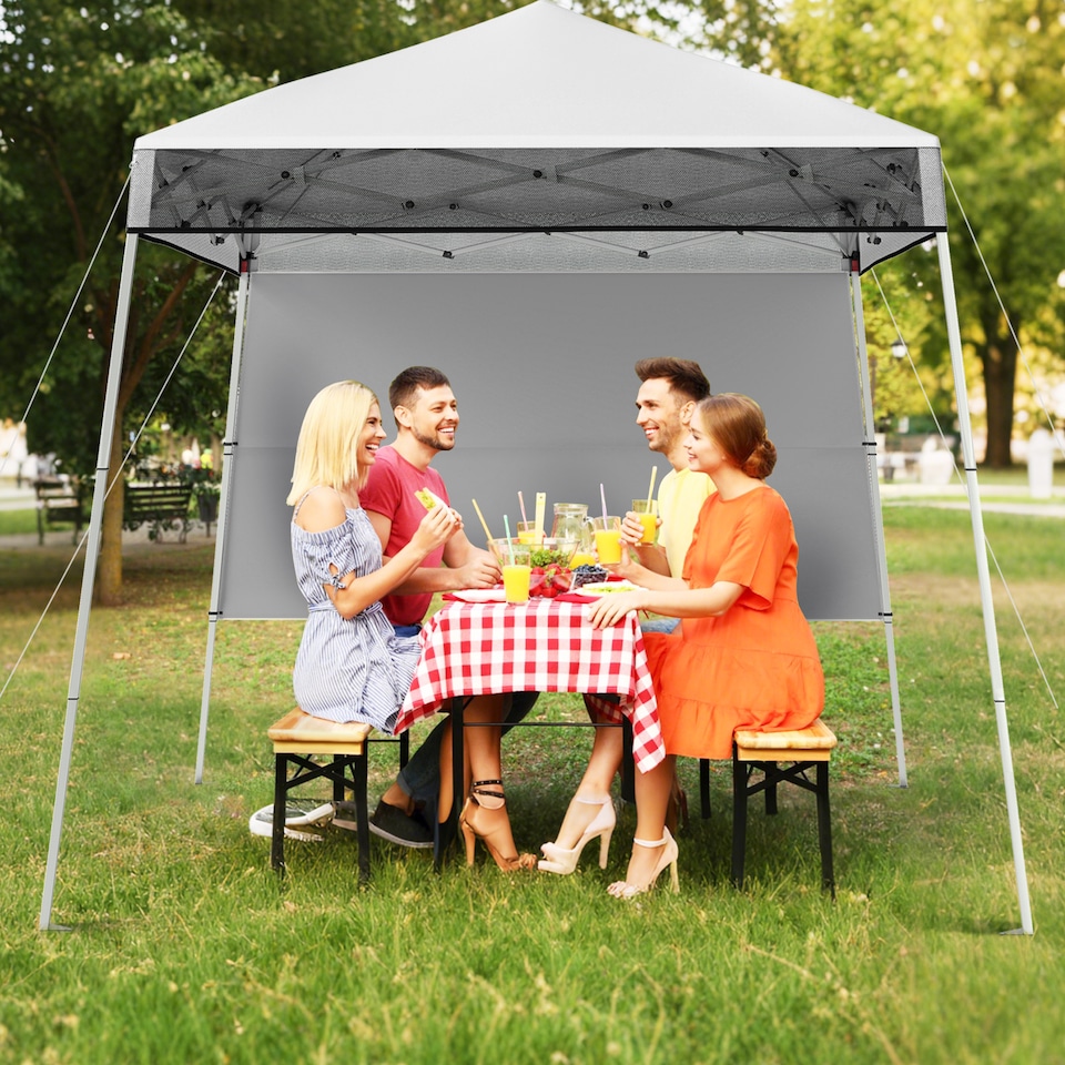 image 1 of COSTWAY 210 x 210 cm Pop up Canopy Tent Portable Backpack Canopy-White