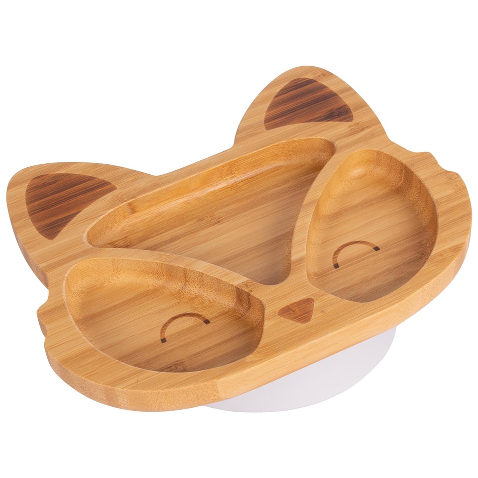 image 1 of Tiny Dining Children's Bamboo Suction Fox Plate - White | White | White