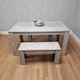 image 5 of Stone Grey Effect Wooden Dining Table with 2 Grey Wood Benches Dining Room Furniture Set | Grey | One Size