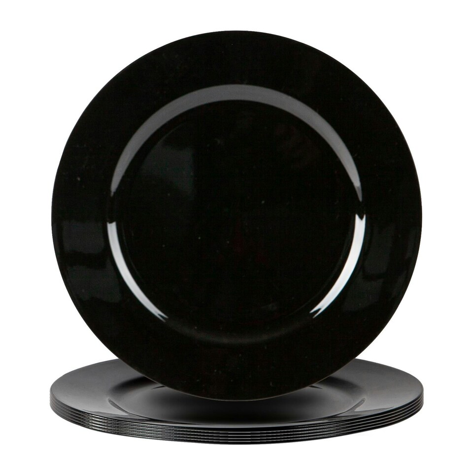 image 1 of Argon Tableware Metallic Charger Plates - 33cm - Black - Pack of 6 Black
