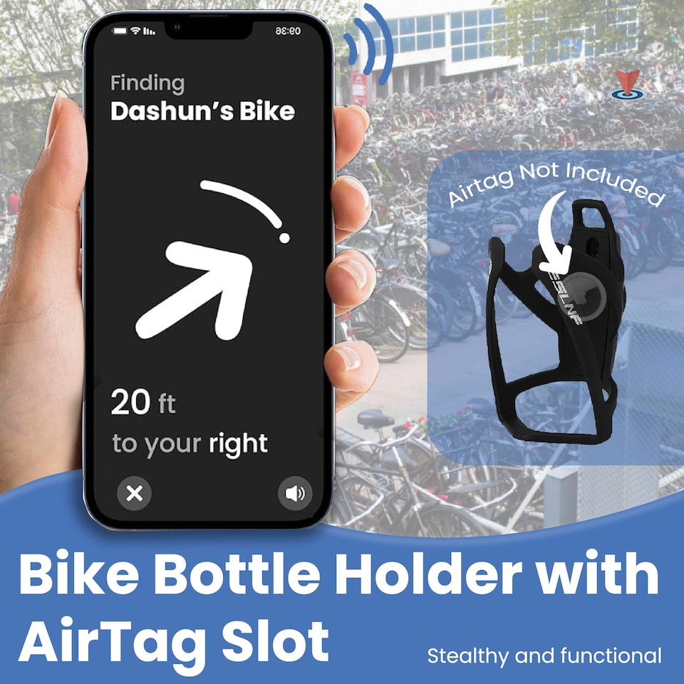 image 1 of AirTag Bike Bottle Holder with Hidden Apple AirTag Holder (With P09 Tracker)