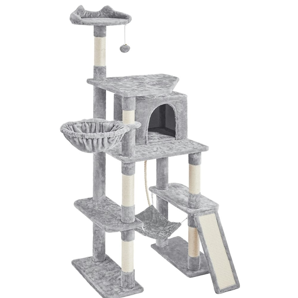 image 1 of Yaheetech  177 cm Multilevel Cat Tree with Condo Light Grey