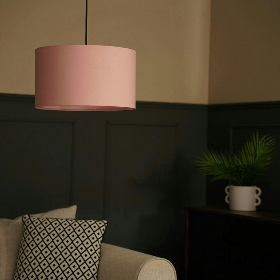 image 1 of ValueLights Reni Medium Pink Fabric Pendant Shade