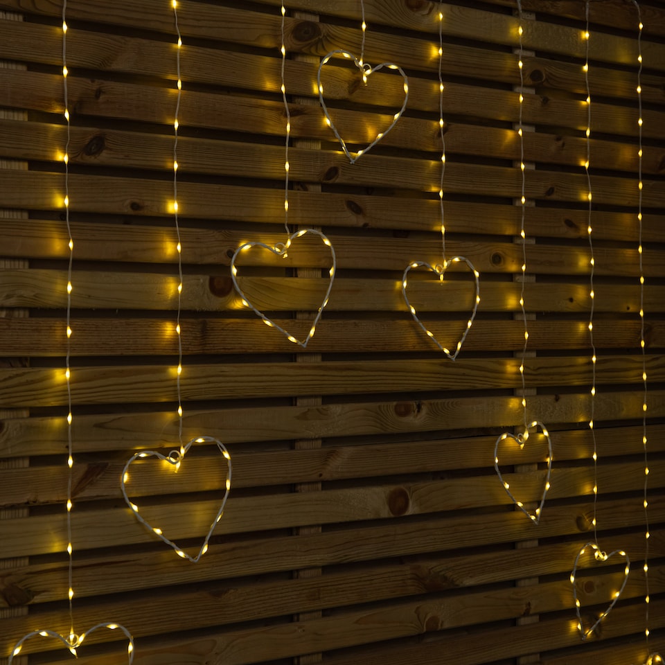 image 1 of 1.2 x 1.2m Light up Christmas Heart Curtain Lights with 229 Warm White LEDs