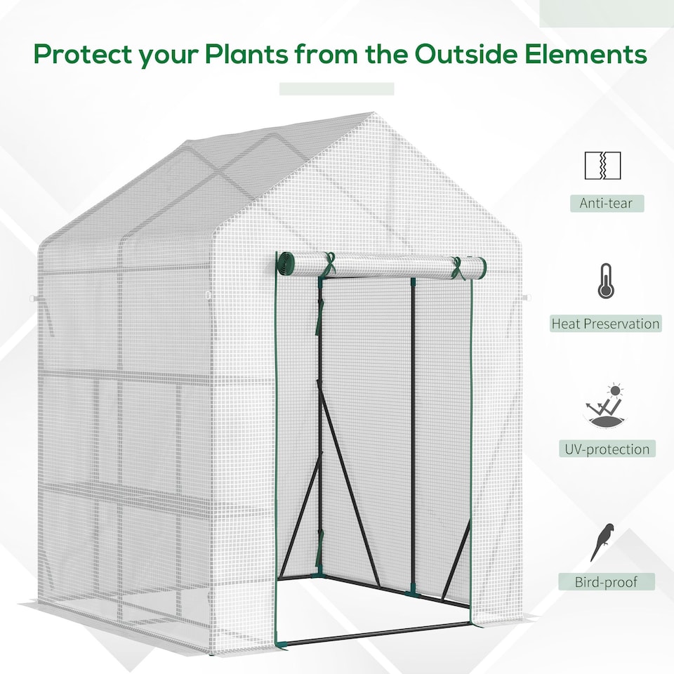 image 1 of Outsunny Greenhouse for Outdoor, Portable Gardening Plant Grow House w Shelf