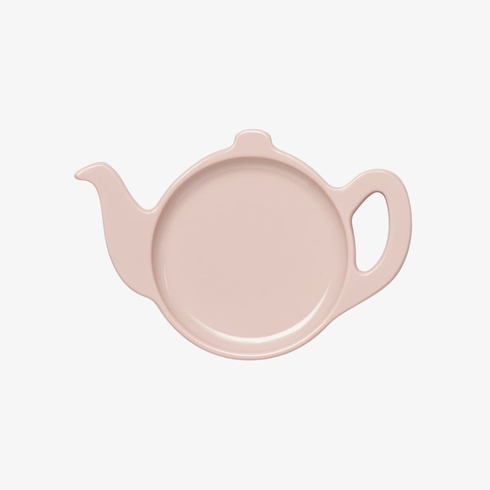 image 1 of Zeal Teapot Shaped Melamine Tea Bag Tidy Spoon Rest, Rose Pink