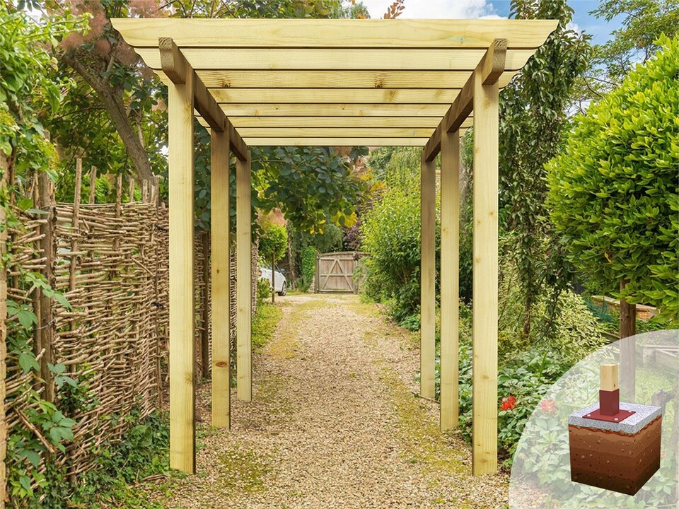 image 1 of eDecks HD Royal Walkway Pergola w/ Super Rafters, Concrete Posts 2.7m - 2.4x4.8m