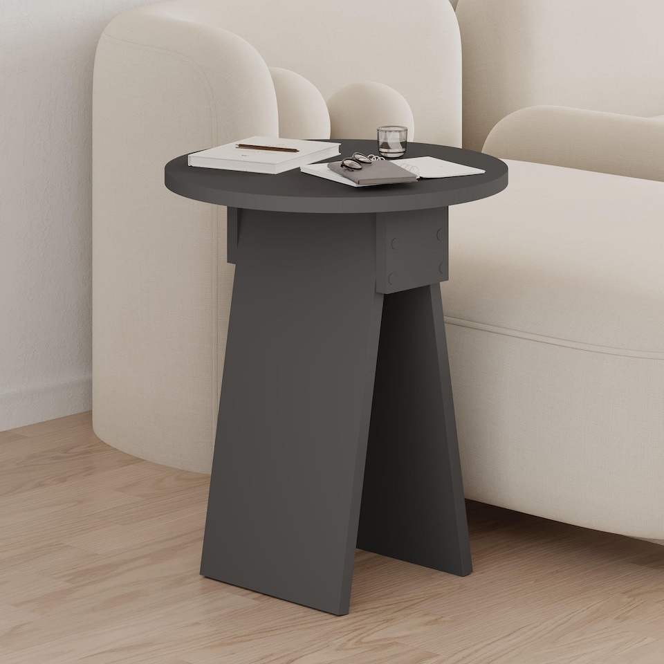 image 1 of Decortie Chen Round Side Table 42x50cm Anthracite Grey