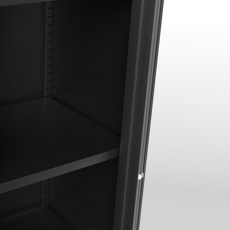 image 1 of Frank Storage Cabinet - Steel/Glass - L35 x W37 x H180.5 cm - Black - Flat Packed