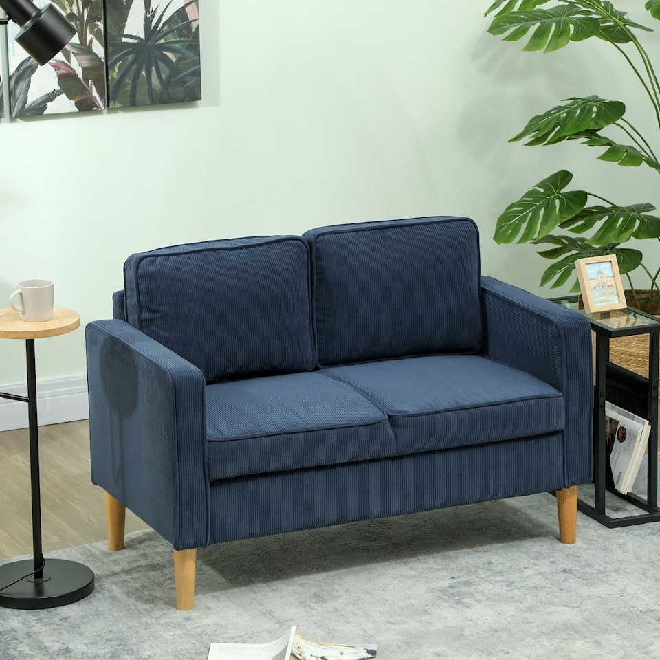 image 1 of HOMCOM Compact 2 Seater Sofa with Under Seat Storage for Small Spaces Blue