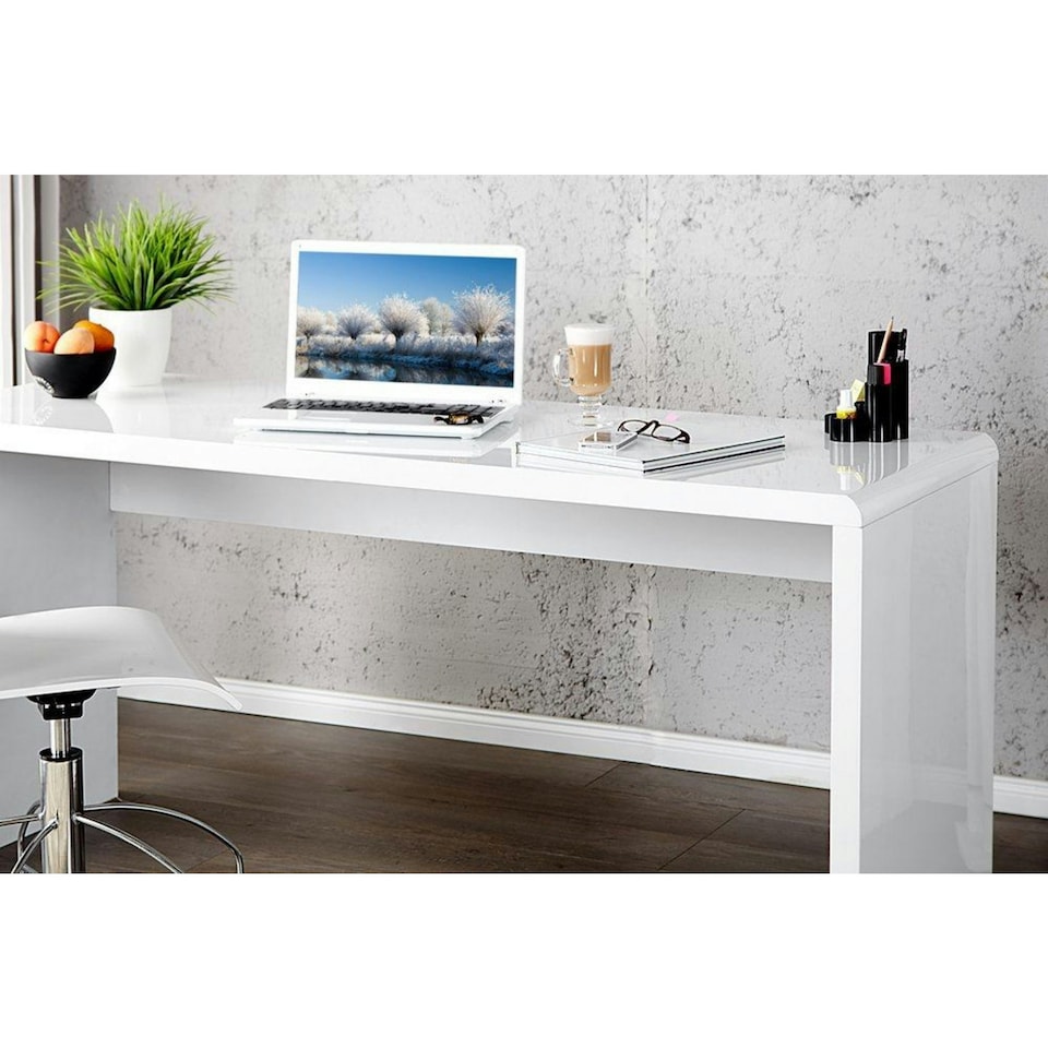 image 1 of Furniturebox Enzo White High Gloss Computer Office Desk