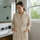 image 2 of Unisex Lightweight Waffle Bathrobe Dressing Gown - Super Soft, Quick Dry Spa Kimono Robe (Linen, L/XL) | Multi | Linen | One size