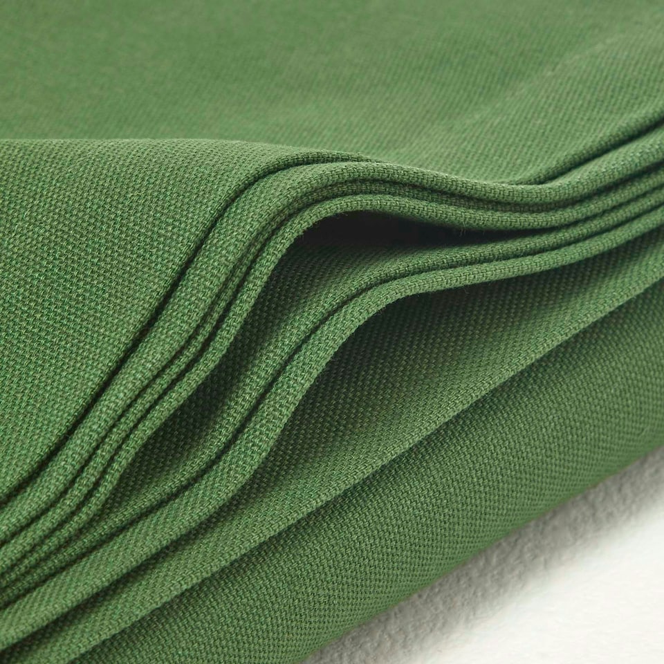 image 1 of Homescapes Plain Cotton Dark Green Tablecloth - 137 x 178 cm Green