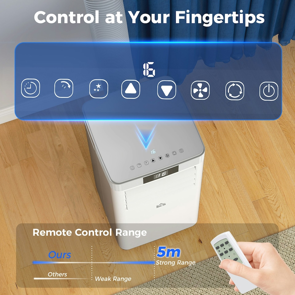 image 1 of HOMCOM 10000 BTU Mobile Air Conditioner Indoor Portable AC Unit w/ RC, White