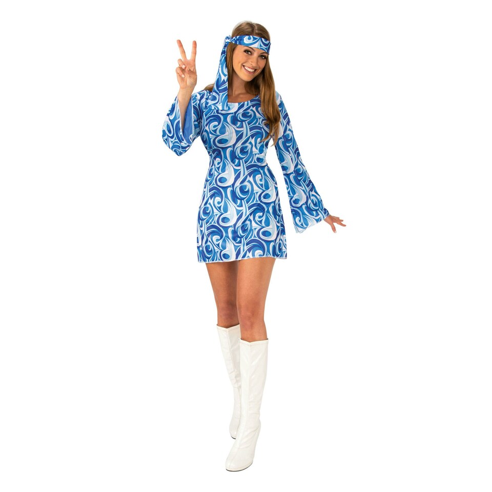 image 1 of Bristol Novelty Womens/Ladies Flower Power Hippy Costume - Blue - S S