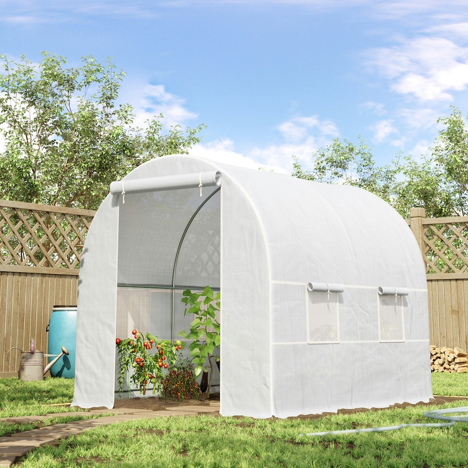 image 1 of Outsunny Greenhouse Solid Frame Walk-in Garden Grow Large Insect Poly Tunnel
