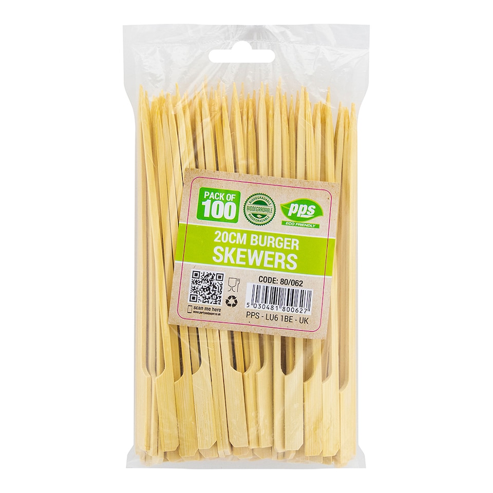image 1 of Wooden Burger Skewer Sticks - Pack of 100
