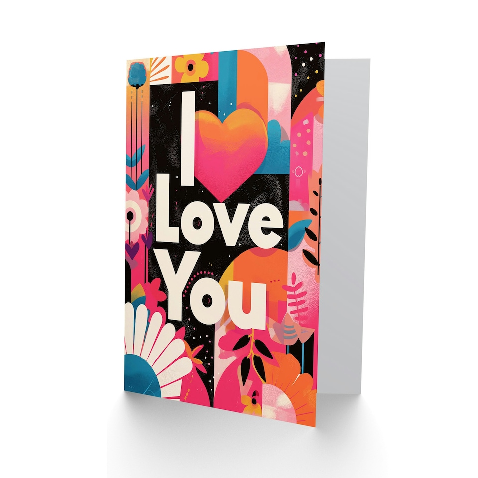 image 1 of Love You Stylish Colourful Modern Funky Anniversary Valentines Day Card