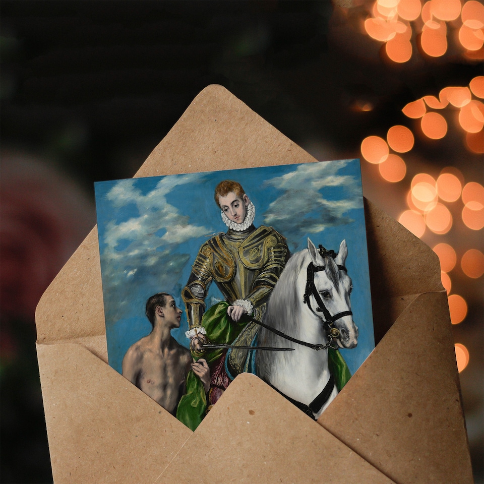 image 1 of El Greco Art Card Saint Martin and the Beggar Oil Painting