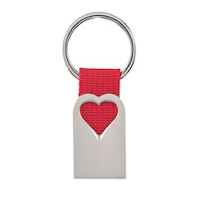 MidOcean Bonheur Heart Metal Keyring - Red - 0.6cm x 5.5cm x 2.5cm