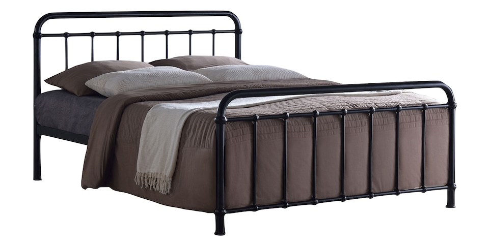 image 1 of 4ft Small Double Black Tubular Steel Metal Retro Victorian Bed Frame Bedstead | Black | Small Double