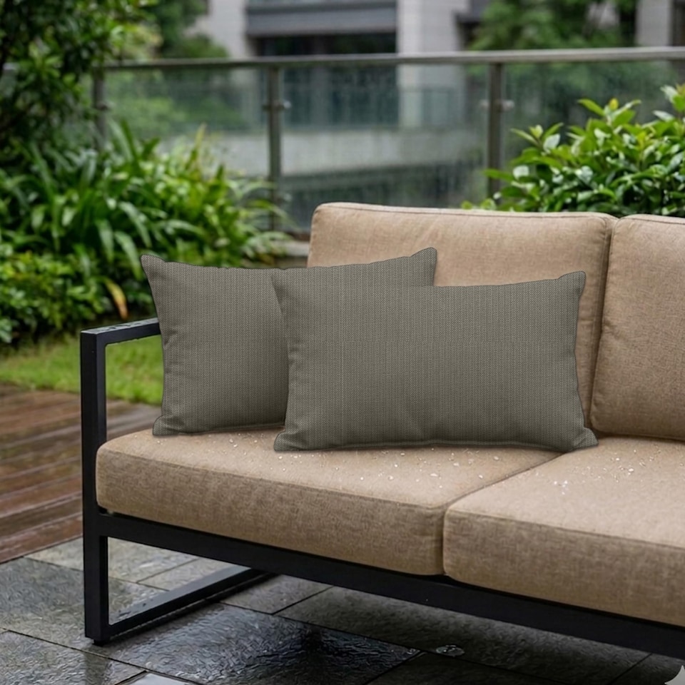 image 1 of Covers&All Sunbrella Lumbar Pillows Set of 2, Rectangle 12 in x 24 in, Spectrum Graphite