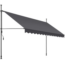 Awning with hand crank - pressure fitted , height adjustable | Black | black/grey | 400 x 180 cm | 1