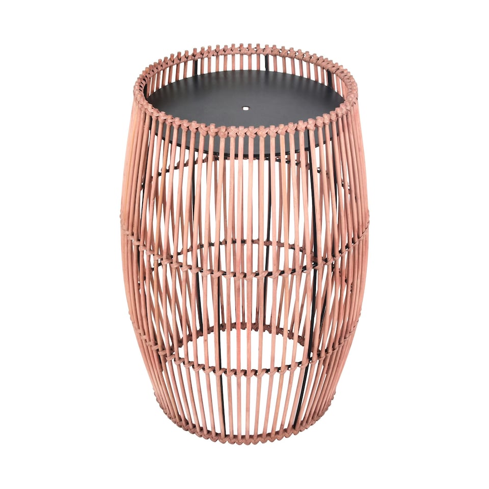 image 1 of Teamson Home Patio Cylinder Bamboo Side Table with Iron Tabletop - Small